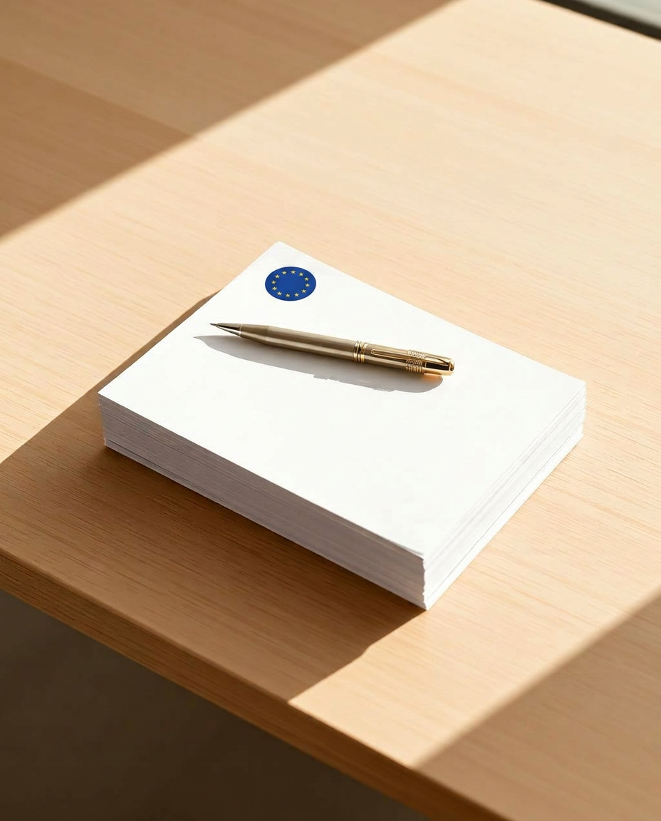 EU document with pen
