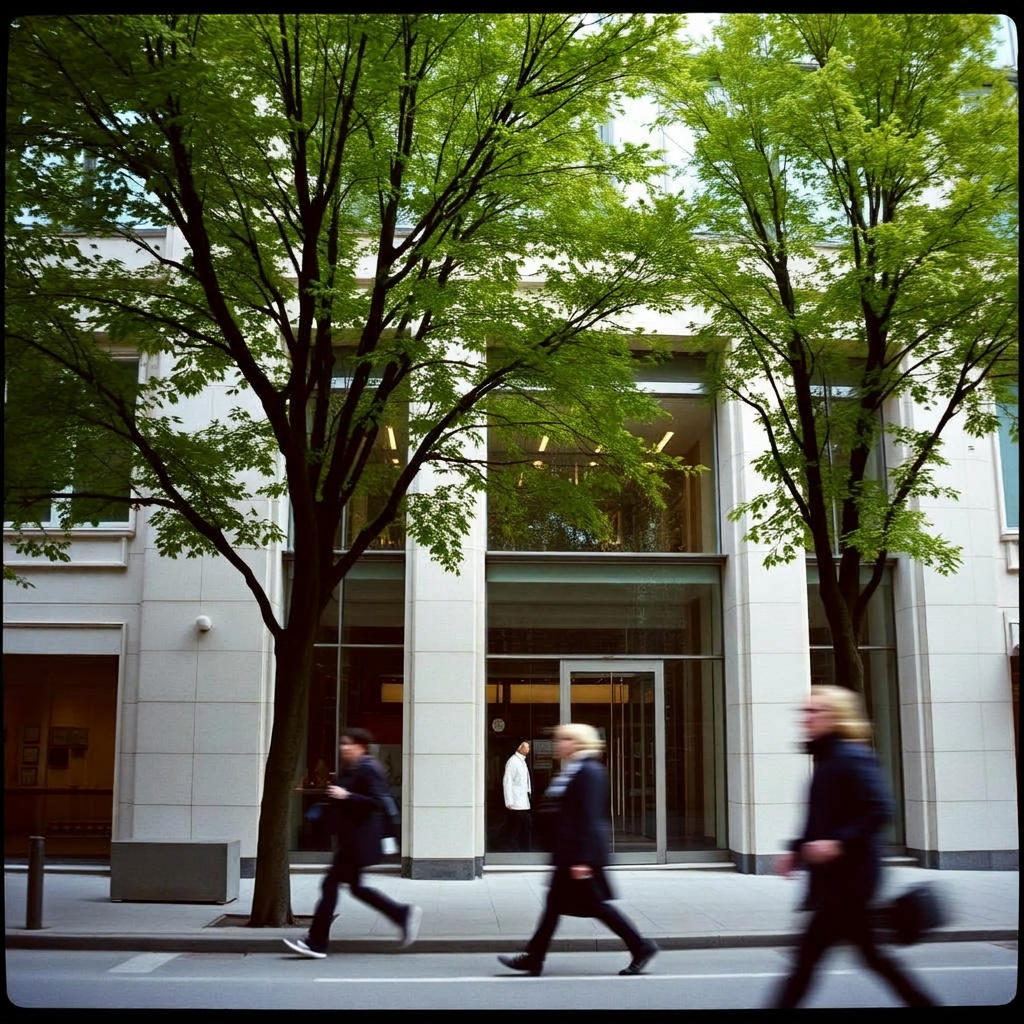 Street with bank entrance