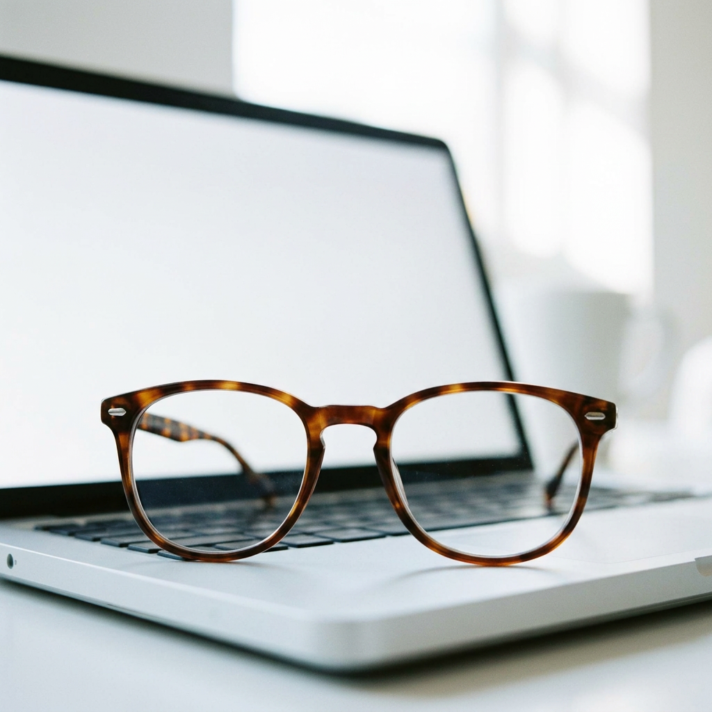 Glasses and laptop